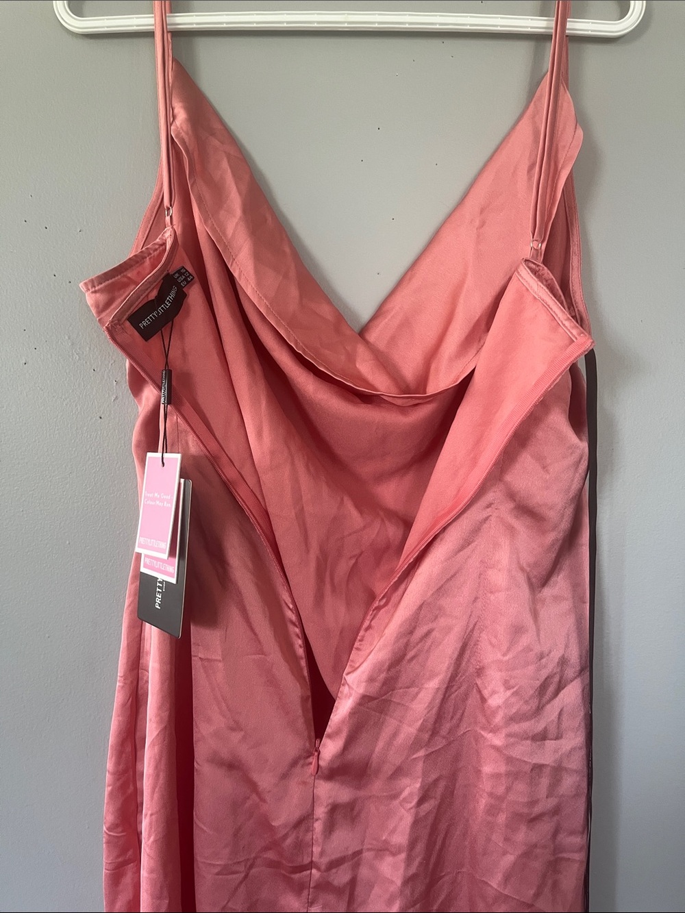 PrettyLittleThing Rose Pink Satin Cowl Midi Dress 16 - Picture 10 of 10